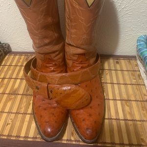 Ostrich skin boots